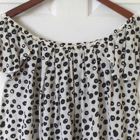 Maeve Anthropologie Garden Grove Off The Shoulder Flutter Cap Sleeve Top Ivory S - Picture 2 of 11